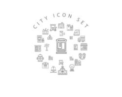 conception de jeu d'icônes de ville sur fond blanc. vecteur