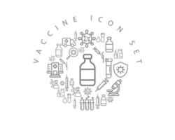 conception de jeu d'icônes de vaccin sur fond blanc vecteur