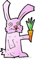 lapin de dessin animé avec carotte vecteur