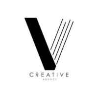 logo de lettre v avec un design de ligne noire. illustration vectorielle de ligne lettre symbole vecteur