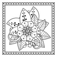 fond floral avec fleur de mehndi. ornement décoratif de style oriental ethnique. livre de coloriage. vecteur