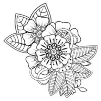 fond floral avec fleur de mehndi. ornement décoratif de style oriental ethnique. livre de coloriage. vecteur