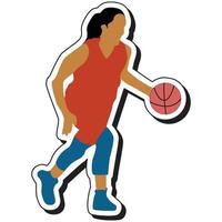 autocollant d'illustration, fille de basket-ball posant en dribble vecteur