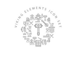 conception de jeu d'icônes d'éléments viking sur fond blanc vecteur