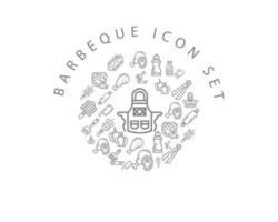 conception de jeu d'icônes de barbecue sur fond blanc. vecteur