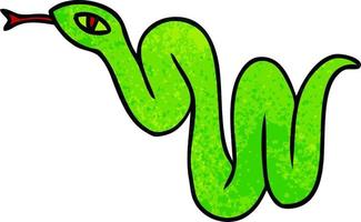 doodle dessin animé texturé d'un serpent de jardin vecteur