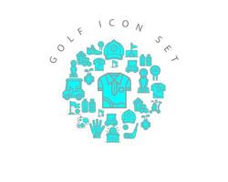 conception de jeu d'icônes de golf sur fond blanc vecteur