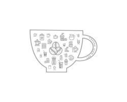 conception de jeu d'icônes de café sur fond blanc vecteur