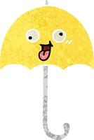 parapluie de dessin animé de style illustration rétro vecteur