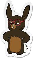 autocollant d'un lapin de dessin animé portant des lunettes vecteur