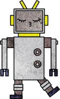 robot de dessin animé de texture grunge rétro vecteur