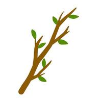 branche d'arbre avec feuille sur fond blanc illustration. élément végétal du bois et de la nature. illustration simple et plate vecteur