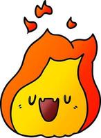 flamme de feu mignon kawaii dessin animé dégradé vecteur