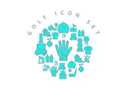 conception de jeu d'icônes de golf sur fond blanc vecteur