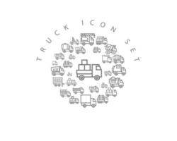 conception de jeu d'icônes de camion sur fond blanc conception de jeu d'icônes sur fond blanc vecteur