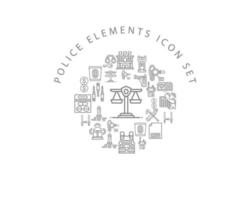 conception de jeu d'icônes d'éléments de police sur fond blanc vecteur