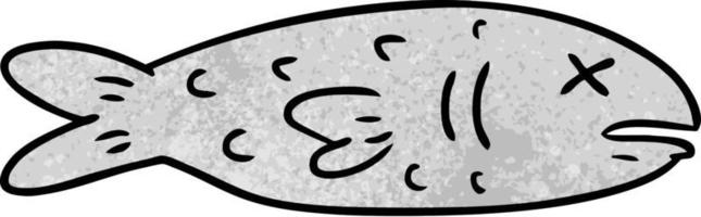 doodle dessin animé texturé d'un poisson mort vecteur
