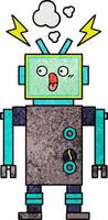 robot de dessin animé de texture grunge rétro vecteur