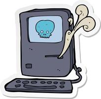 autocollant d'un dessin animé de virus informatique vecteur