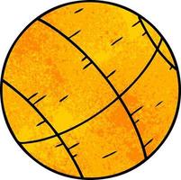 doodle dessin animé texturé d'un ballon de basket vecteur