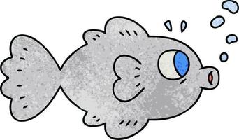 poisson de dessin animé dessiné à la main excentrique vecteur