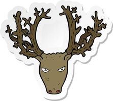 autocollant d'une tête de cerf de dessin animé vecteur