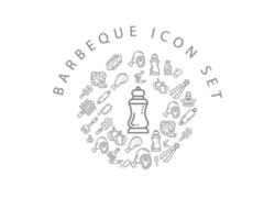 conception de jeu d'icônes de barbecue sur fond blanc. vecteur