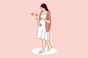 illustrations beau portrait de femme enceinte vecteur