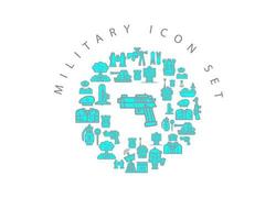 conception de jeu d'icônes militaires sur fond blanc vecteur