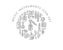 conception de jeu d'icônes d'instruments de musique sur fond blanc. vecteur