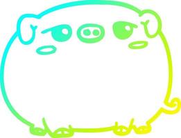 ligne de gradient froid dessinant un cochon de dessin animé mignon vecteur