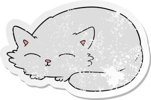 autocollant en détresse d'un chat de dessin animé qui dort vecteur