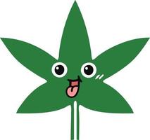 feuille de marijuana dessin animé rétro couleur plate vecteur