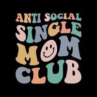 conception de t-shirt rétro ondulé anti social club vecteur