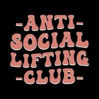 conception de t-shirt rétro ondulé anti social club vecteur