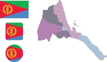 carte de l'érythrée et drapeau icône plate symbole illustration vectorielle vecteur
