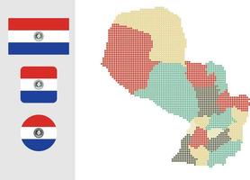 carte du paraguay et drapeau icône plate symbole illustration vectorielle vecteur