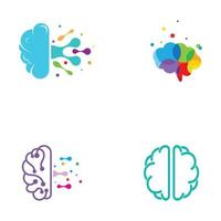 logo du cerveau. logo du cerveau avec combinaison de technologie et de cellules nerveuses de la partie cérébrale, avec modèle d'illustration vectorielle de concept de conception. vecteur