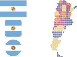 carte argentine et drapeau plat icône symbole illustration vectorielle vecteur