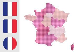 carte de france et drapeau icône plate symbole illustration vectorielle vecteur