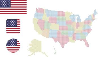 carte et drapeau des états-unis icône plate symbole illustration vectorielle vecteur