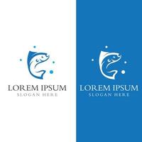 logo de poisson, hameçon, icône de restaurant d'huile de poisson et de fruits de mer. avec le modèle d'illustration de conception de concept d'icône de vecteur
