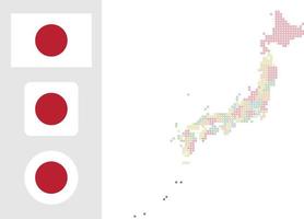 japon carte et drapeau icône plate symbole illustration vectorielle vecteur