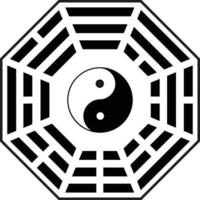 symbole yin et yang avec arrangement de bagua. symbole yin et yang. symbole bagua. style plat. vecteur