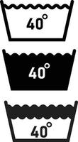 laver à 40 degrés icône sur fond blanc. lavage des contours à 40 degrés ou signe ci-dessous. étiquette de lavage à température. style plat. vecteur
