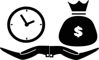 le temps est l'icône de l'argent sur fond blanc. vendez votre temps pour le signe du salaire. symbole de décision financière. style plat. vecteur