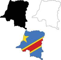 république démocratique du congo afrique carte pays sur fond blanc. carte du drapeau de la république démocratique du congo. style plat. vecteur