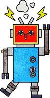 robot de dessin animé de texture grunge rétro vecteur