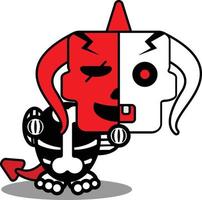 halloween dessin animé diable rouge os mascotte personnage illustration vectorielle crâne mignon tête lâche vecteur