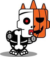 halloween dessin animé citrouille mascotte caractère illustration vectorielle crâne mignon tête lâche vecteur